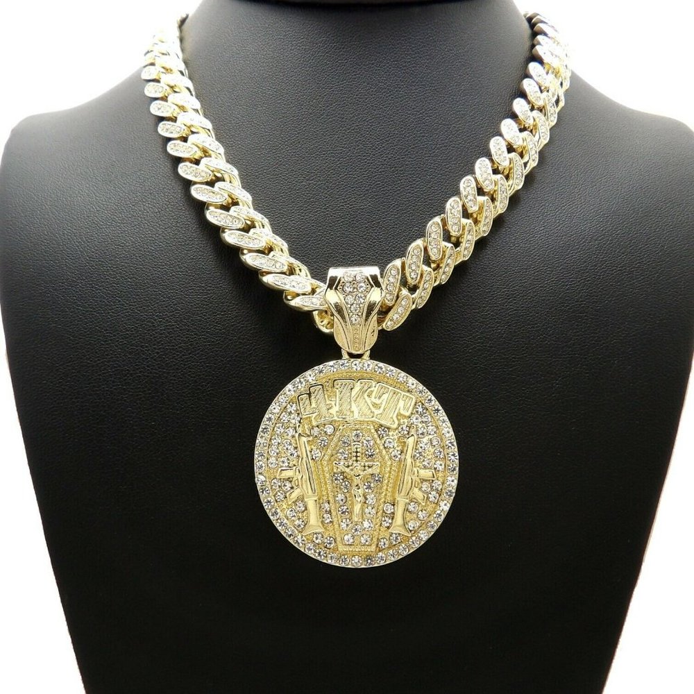 Hip Hop NBA Young Boys 4KT Pendant Cuban Chain